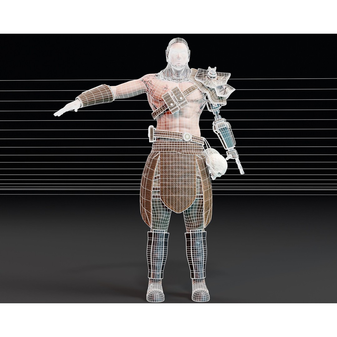 Cyber Warrior 3D Model – Low Poly Sci-Fi Character, FBX, OBJ, PBR - View 6