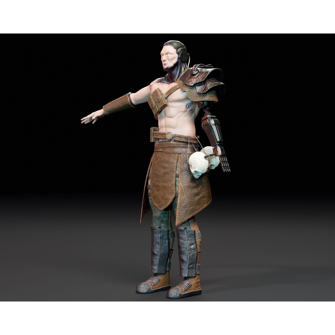 Cyber Warrior 3D Model – Low Poly Sci-Fi Character, FBX, OBJ, PBR - View 7