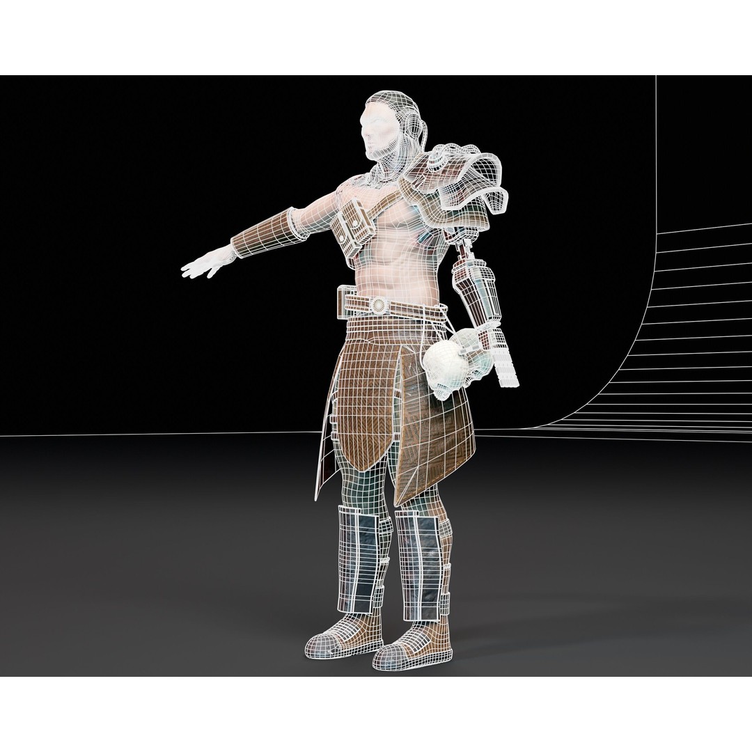 Cyber Warrior 3D Model – Low Poly Sci-Fi Character, FBX, OBJ, PBR - View 8
