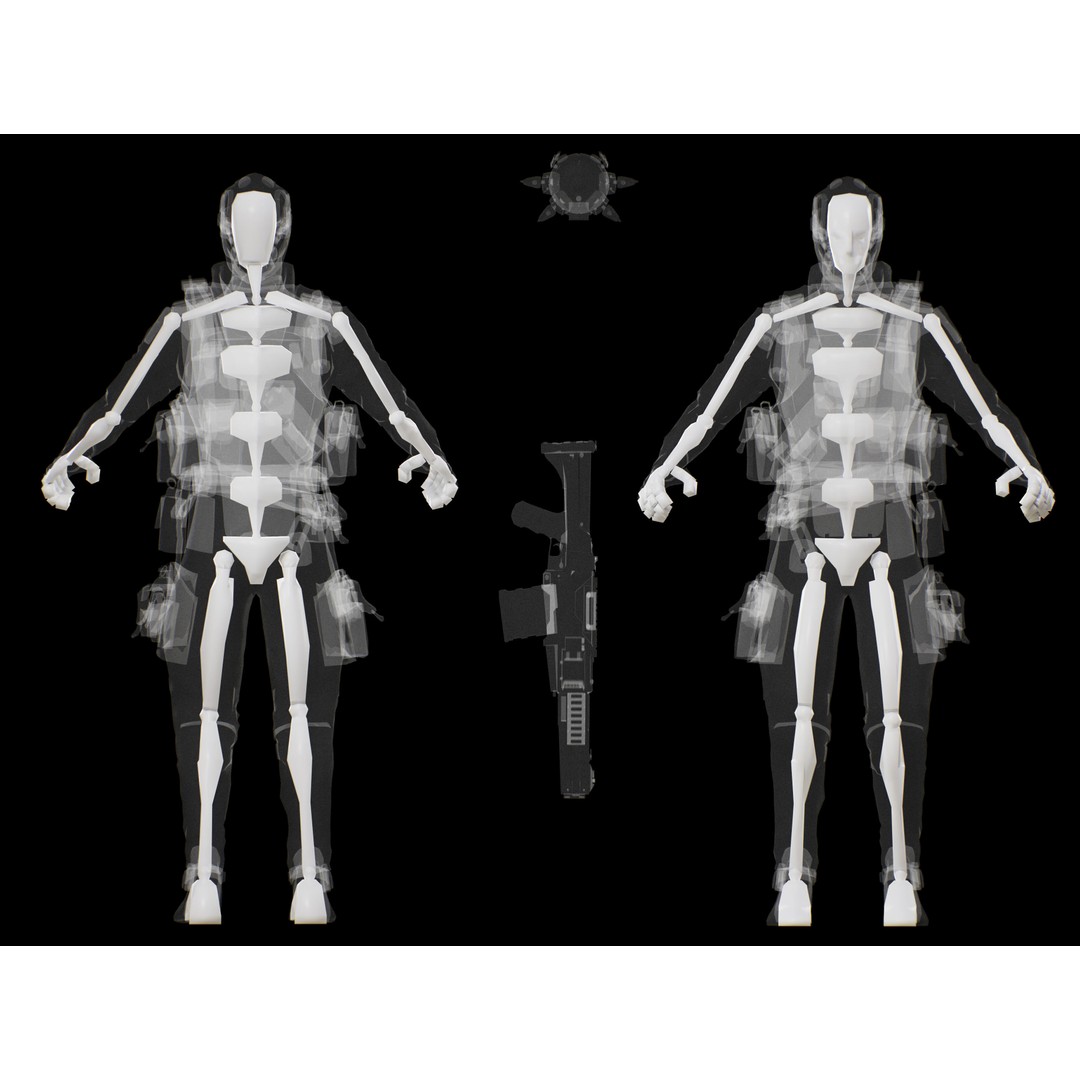 Sci-Fi Police Soldier 3D Model – Low Poly Rigged Character, FBX