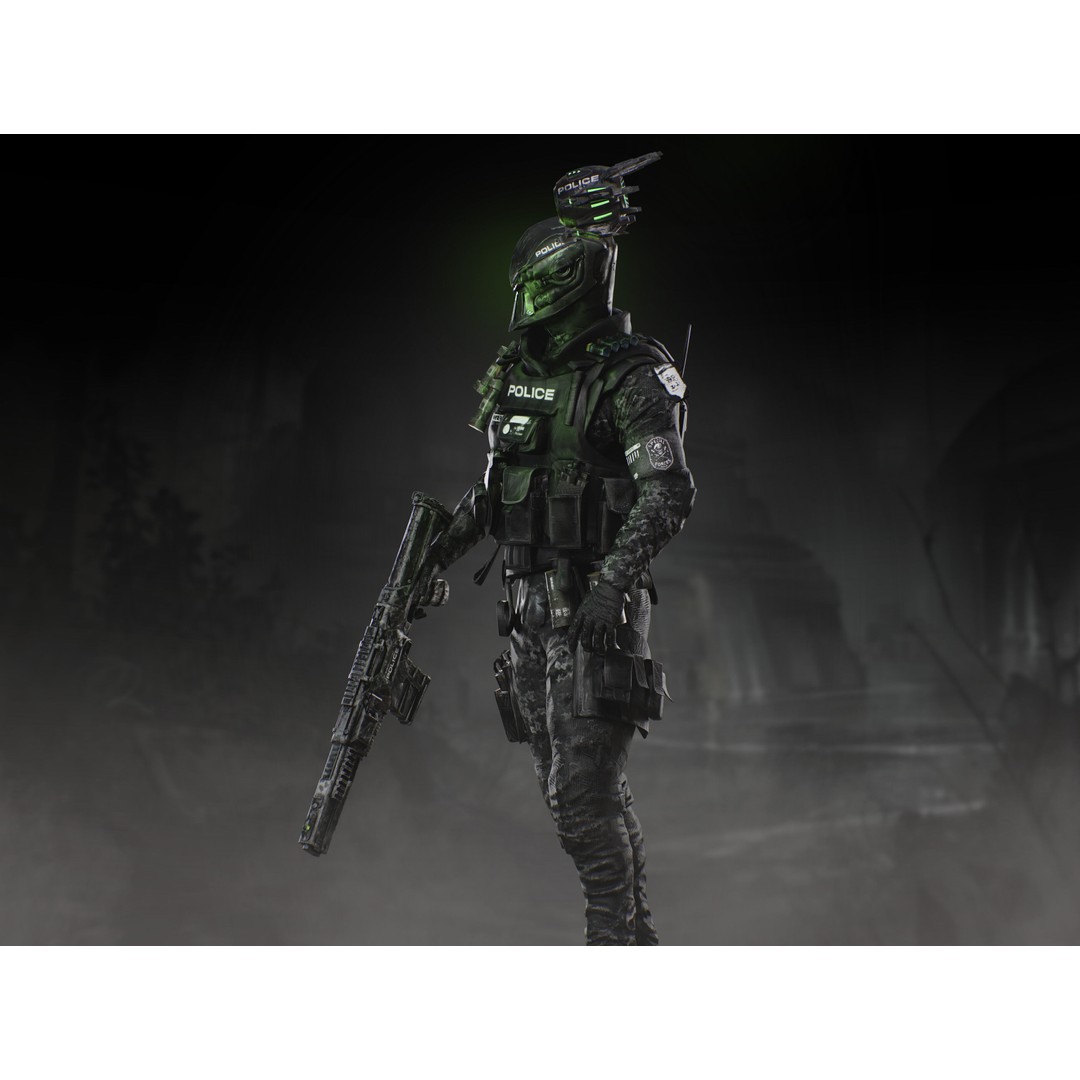 Sci-Fi Police Soldier 3D Model – Low Poly Rigged Character, FBX - View 11
