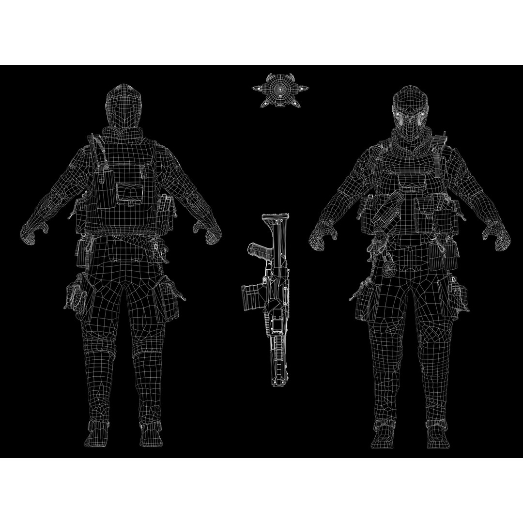 Sci-Fi Police Soldier 3D Model – Low Poly Rigged Character, FBX - View 13