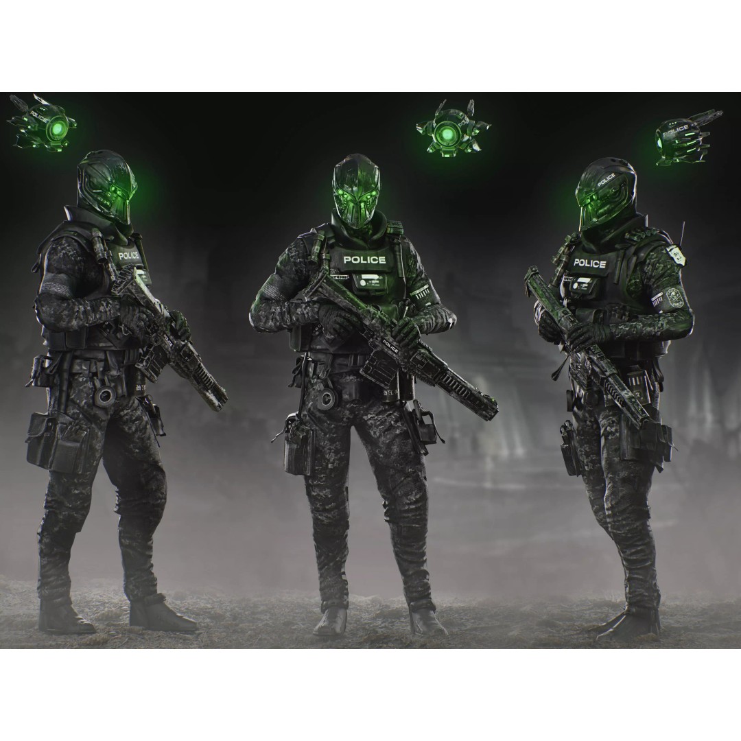 Sci-Fi Police Soldier 3D Model – Low Poly Rigged Character, FBX - View 2