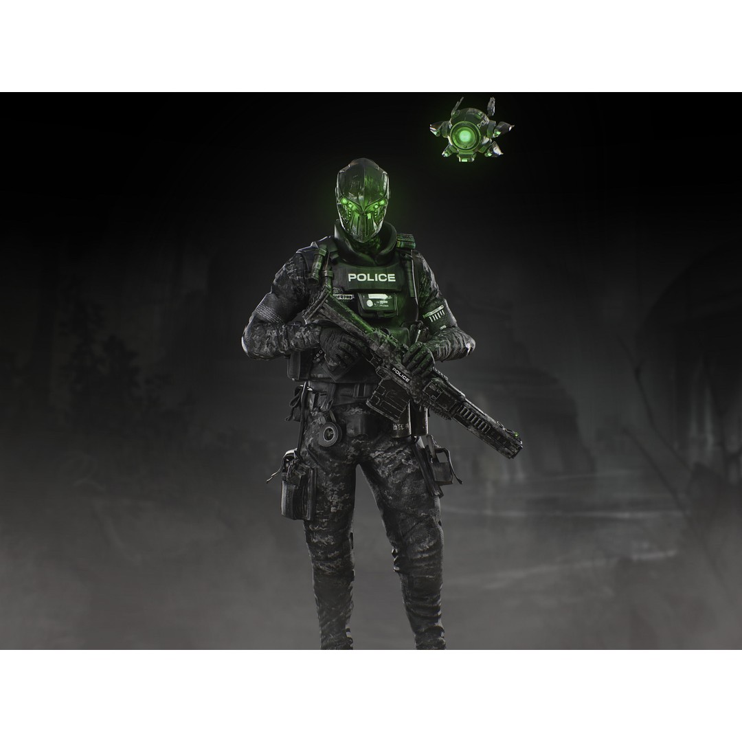 Sci-Fi Police Soldier 3D Model – Low Poly Rigged Character, FBX - View 3