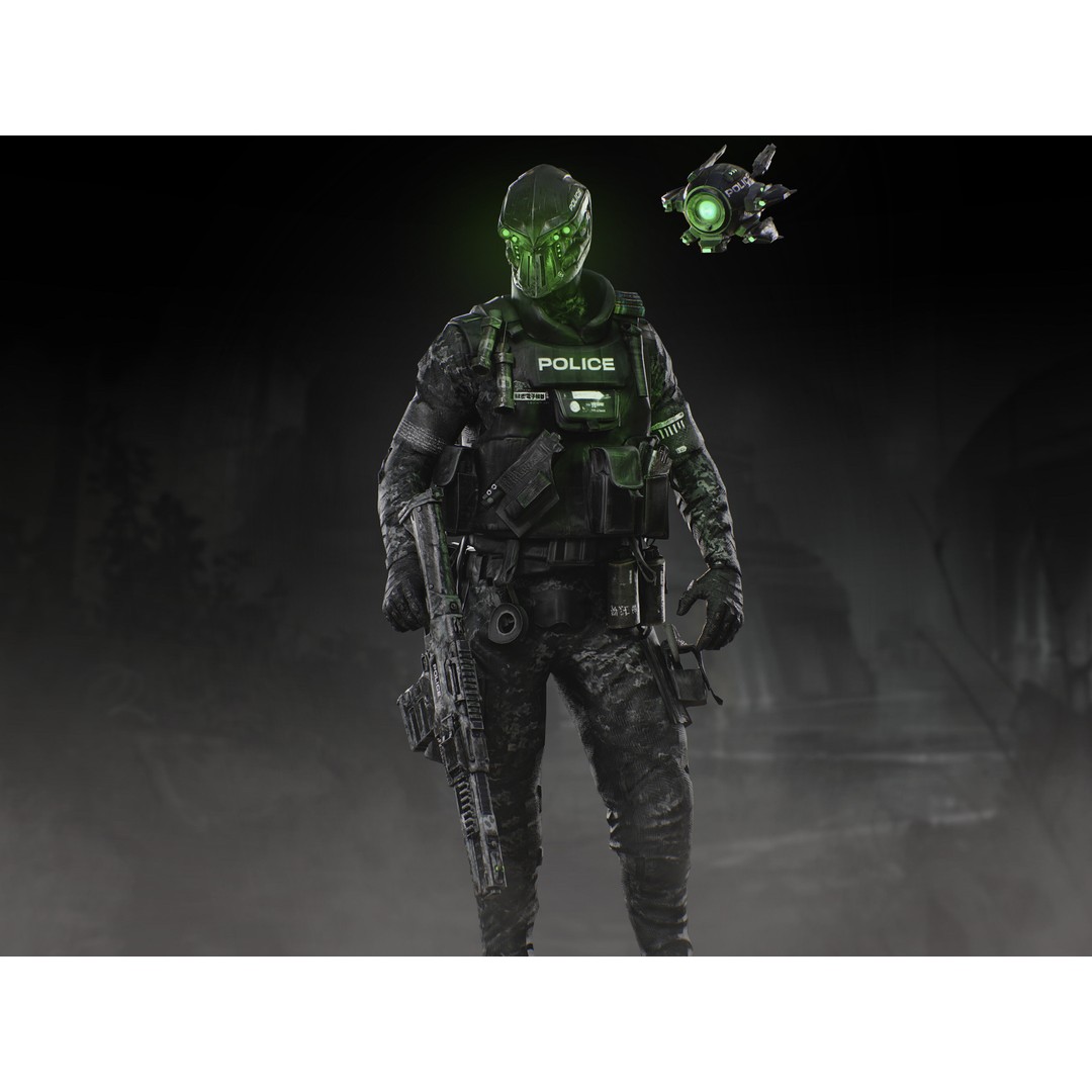 Sci-Fi Police Soldier 3D Model – Low Poly Rigged Character, FBX - View 4