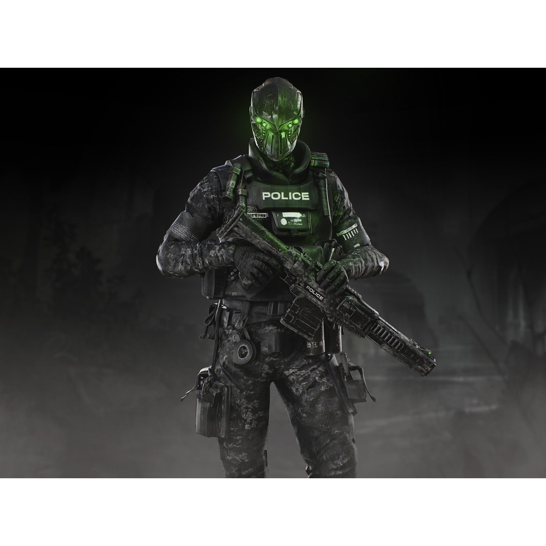 Sci-Fi Police Soldier 3D Model – Low Poly Rigged Character, FBX - View 5