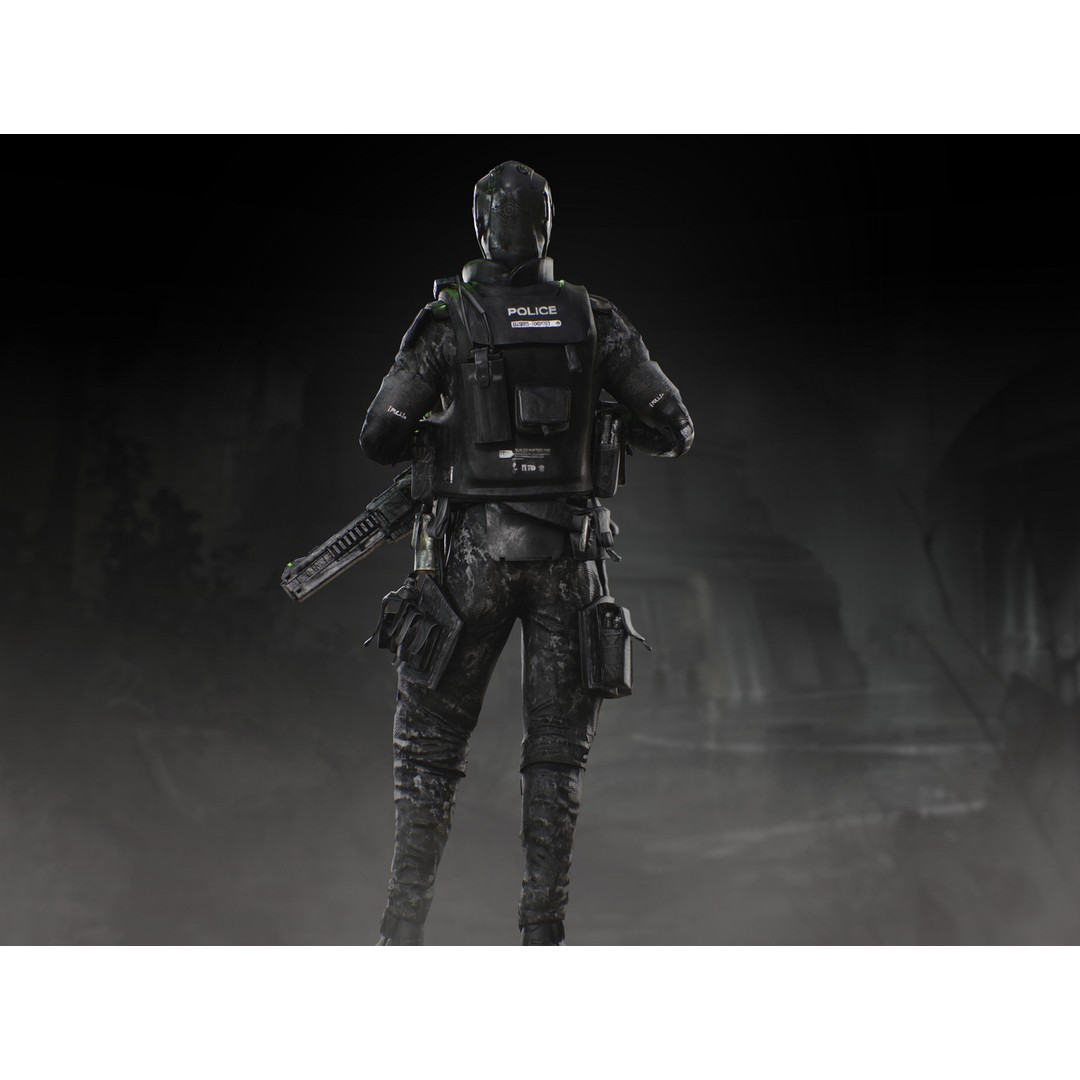 Sci-Fi Police Soldier 3D Model – Low Poly Rigged Character, FBX - View 7