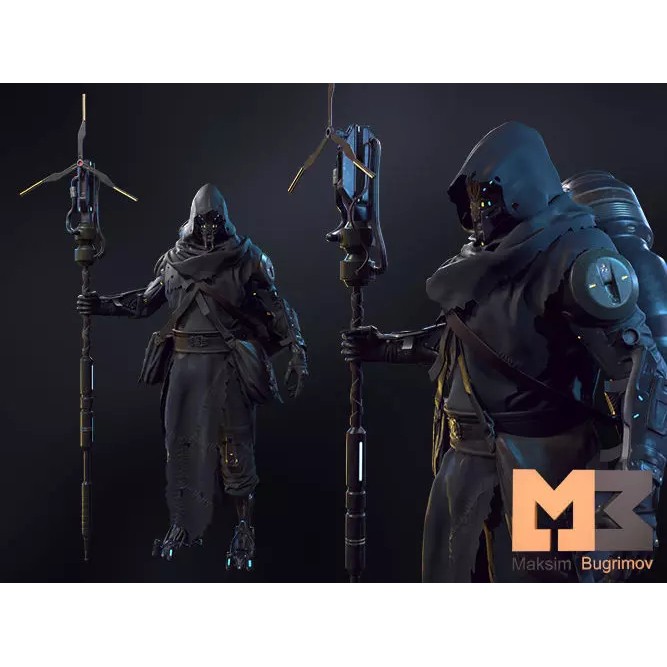 Crow Sci-Fi Character 3D Model – Low Poly Rigged Game Asset, FBX