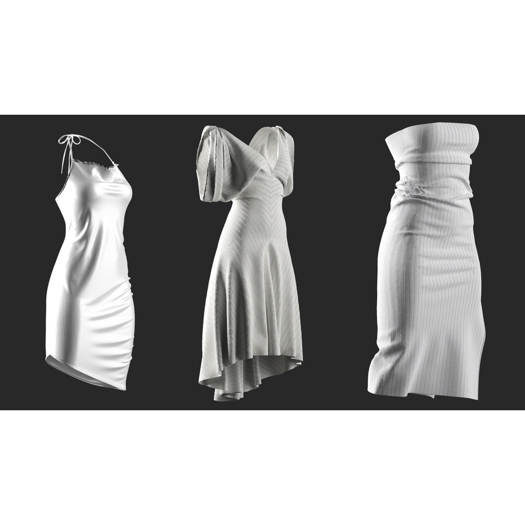 22 Womens Clothes 3D Model – Marvelous Designer High Poly Clothing - View 5