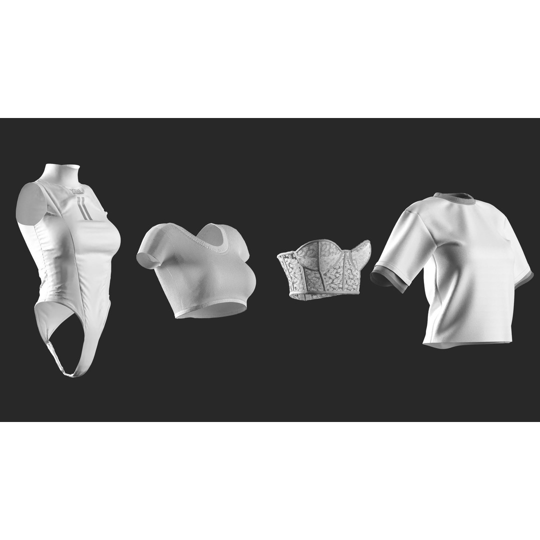 22 Womens Clothes 3D Model – Marvelous Designer High Poly Clothing - View 7