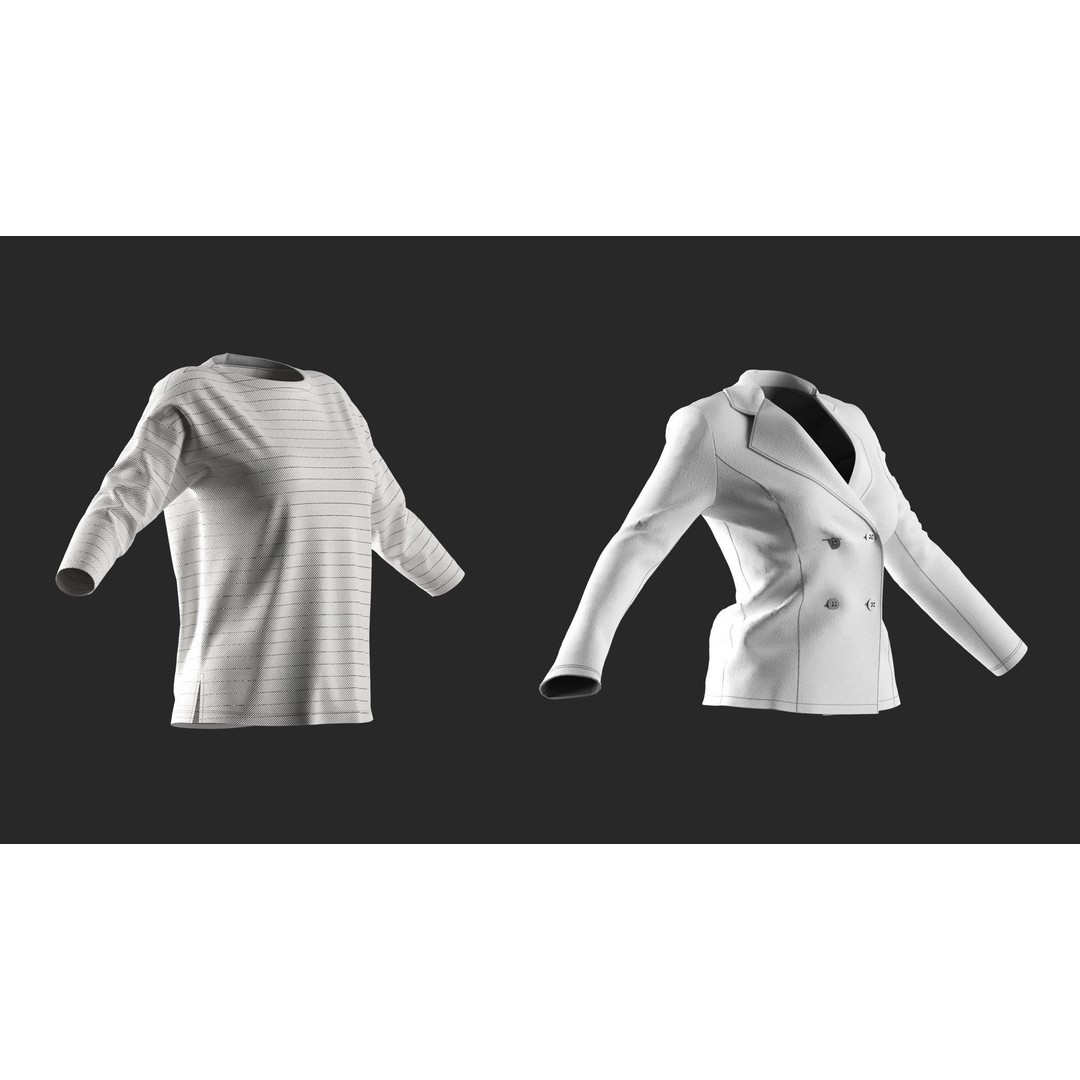 22 Womens Clothes 3D Model – Marvelous Designer High Poly Clothing - View 8