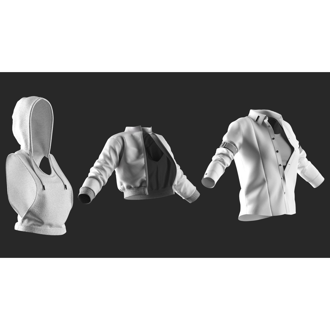 22 Womens Clothes 3D Model – Marvelous Designer High Poly Clothing - View 9