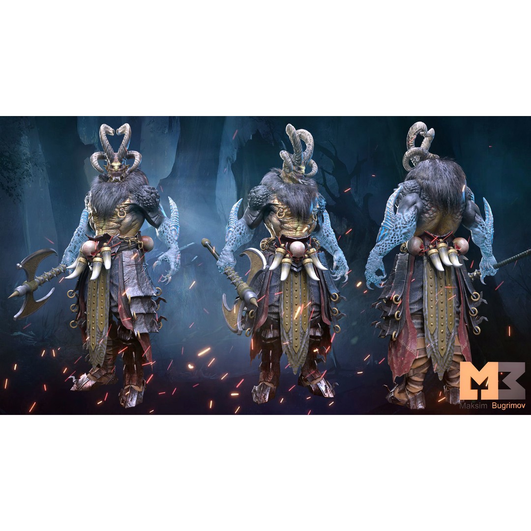 Demon 3D Model – Low Poly RPG Character, Rigged, PBR Textures - View 11
