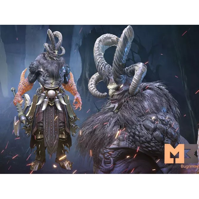 Demon 3D Model – Low Poly RPG Character, Rigged, PBR Textures - View 2