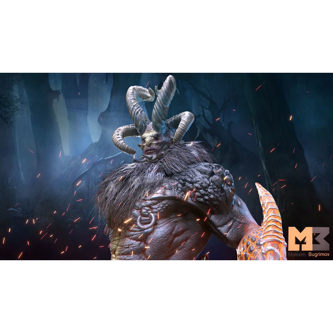 Demon 3D Model – Low Poly RPG Character, Rigged, PBR Textures - View 3