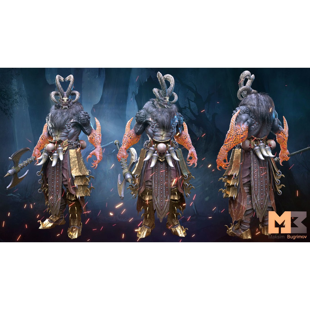 Demon 3D Model – Low Poly RPG Character, Rigged, PBR Textures - View 7