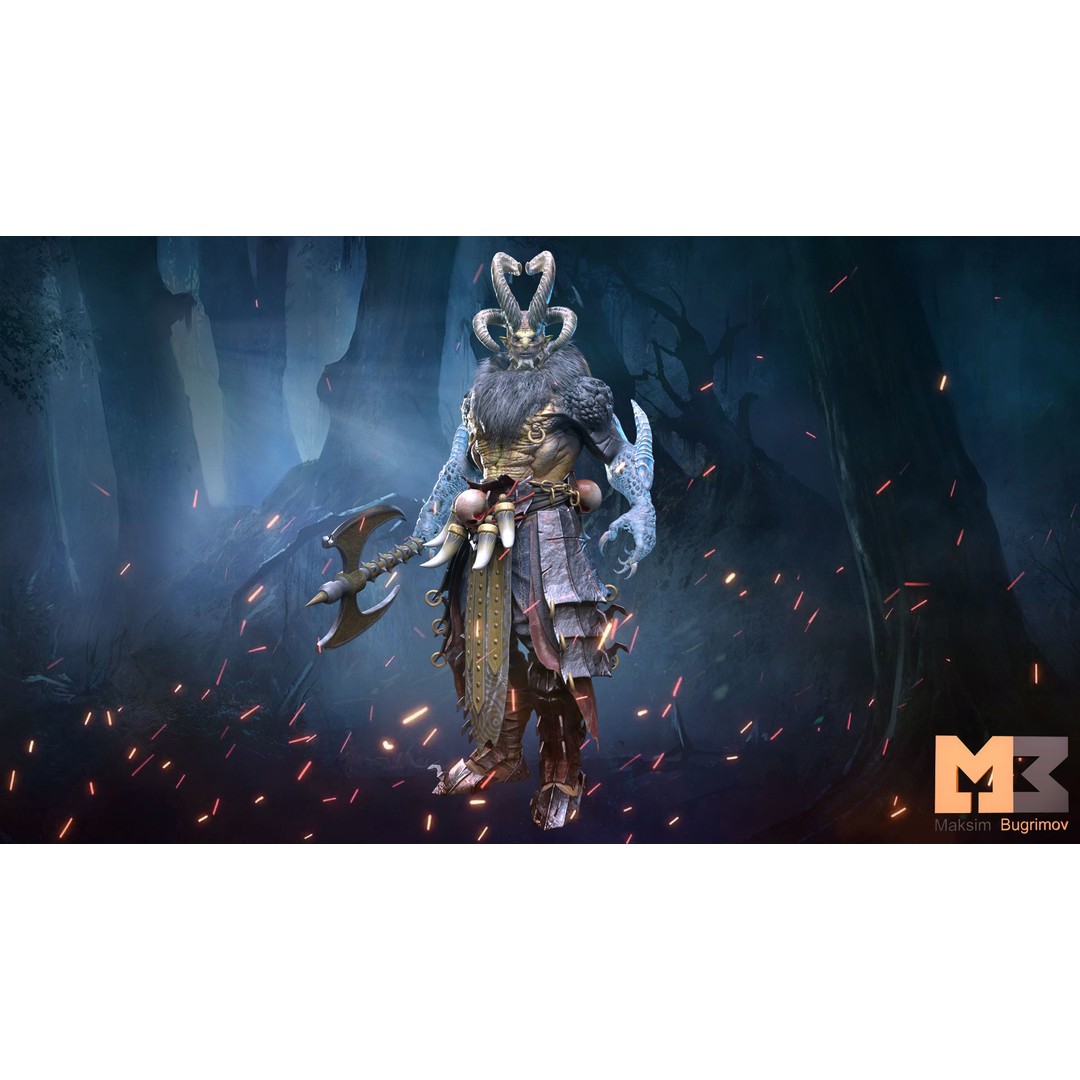 Demon 3D Model – Low Poly RPG Character, Rigged, PBR Textures - View 8