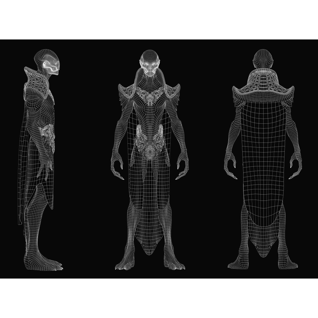 Alien Starfarer 3D Model – Low Poly Rigged Sci-Fi Character, FBX