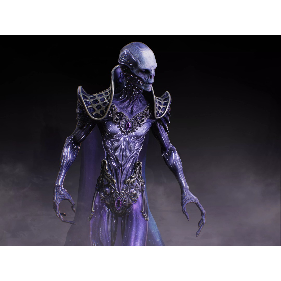 Alien Starfarer 3D Model – Low Poly Rigged Sci-Fi Character, FBX - View 12