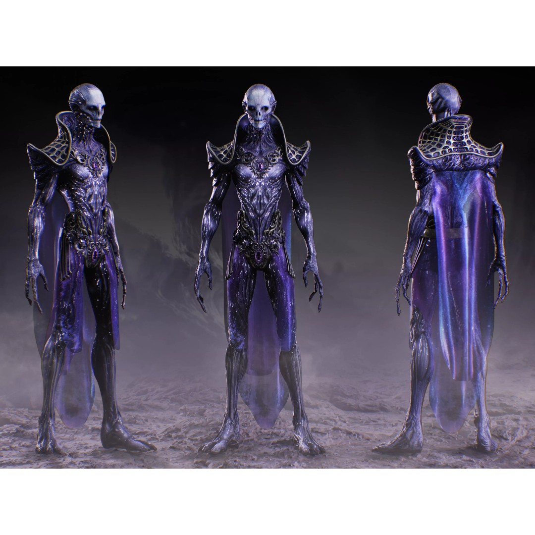 Alien Starfarer 3D Model – Low Poly Rigged Sci-Fi Character, FBX - View 2