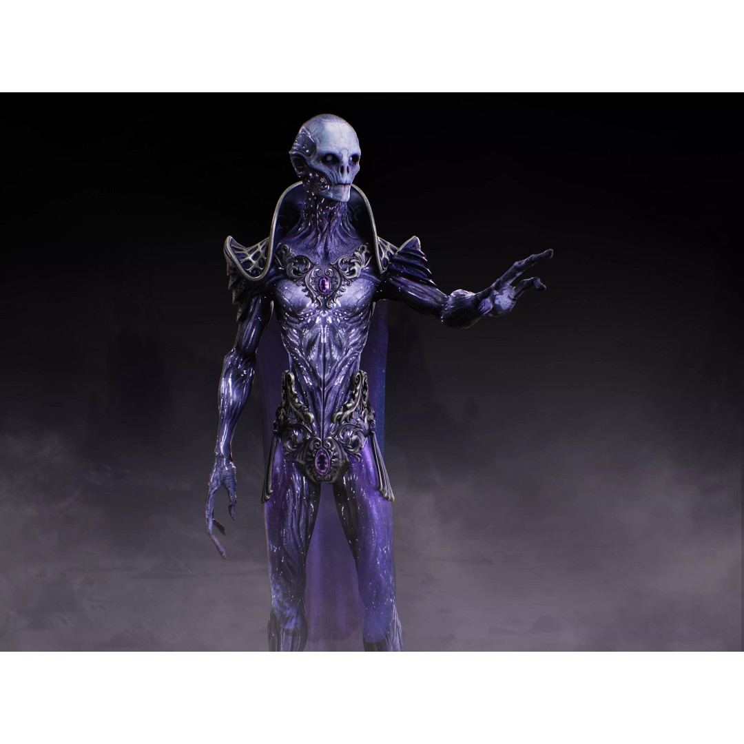 Alien Starfarer 3D Model – Low Poly Rigged Sci-Fi Character, FBX - View 3