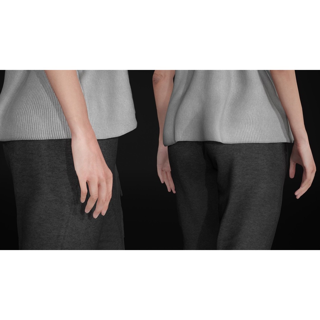 Woman Casual Outfit 3D Model – Modular Rigged Low-Poly for Unreal Engine