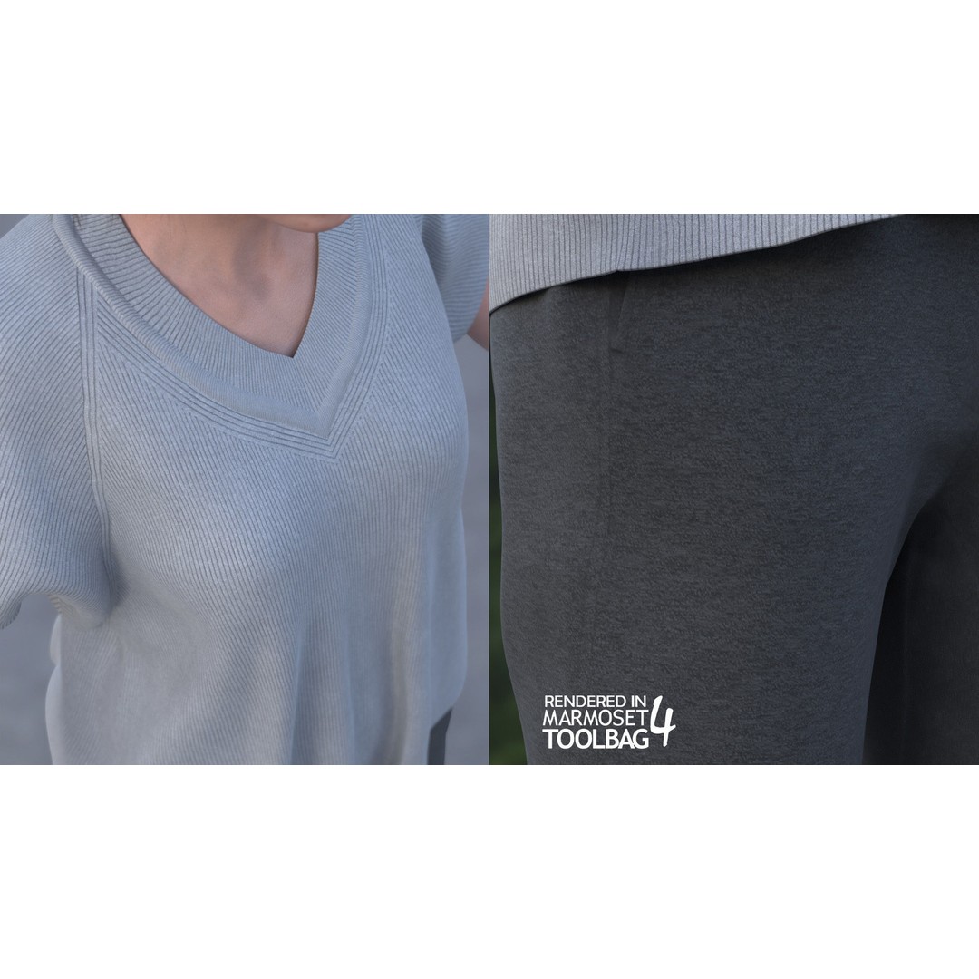 Woman Casual Outfit 3D Model – Modular Rigged Low-Poly for Unreal Engine - View 11