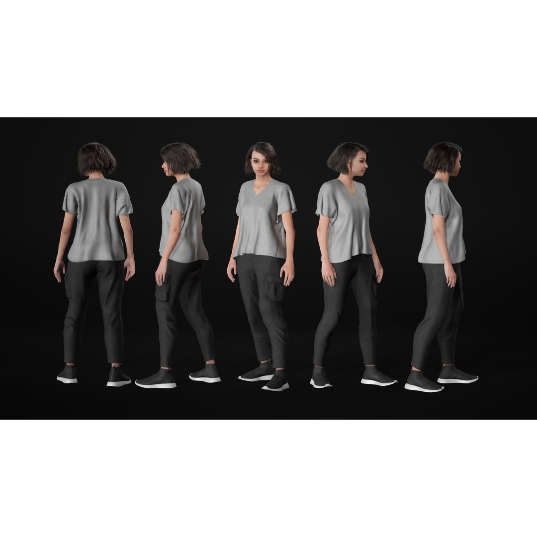 Woman Casual Outfit 3D Model – Modular Rigged Low-Poly for Unreal Engine - View 16