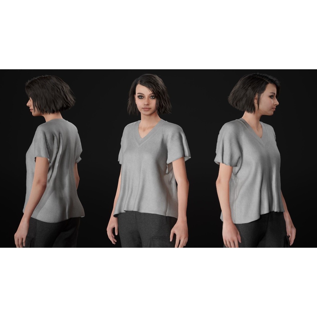 Woman Casual Outfit 3D Model – Modular Rigged Low-Poly for Unreal Engine - View 22