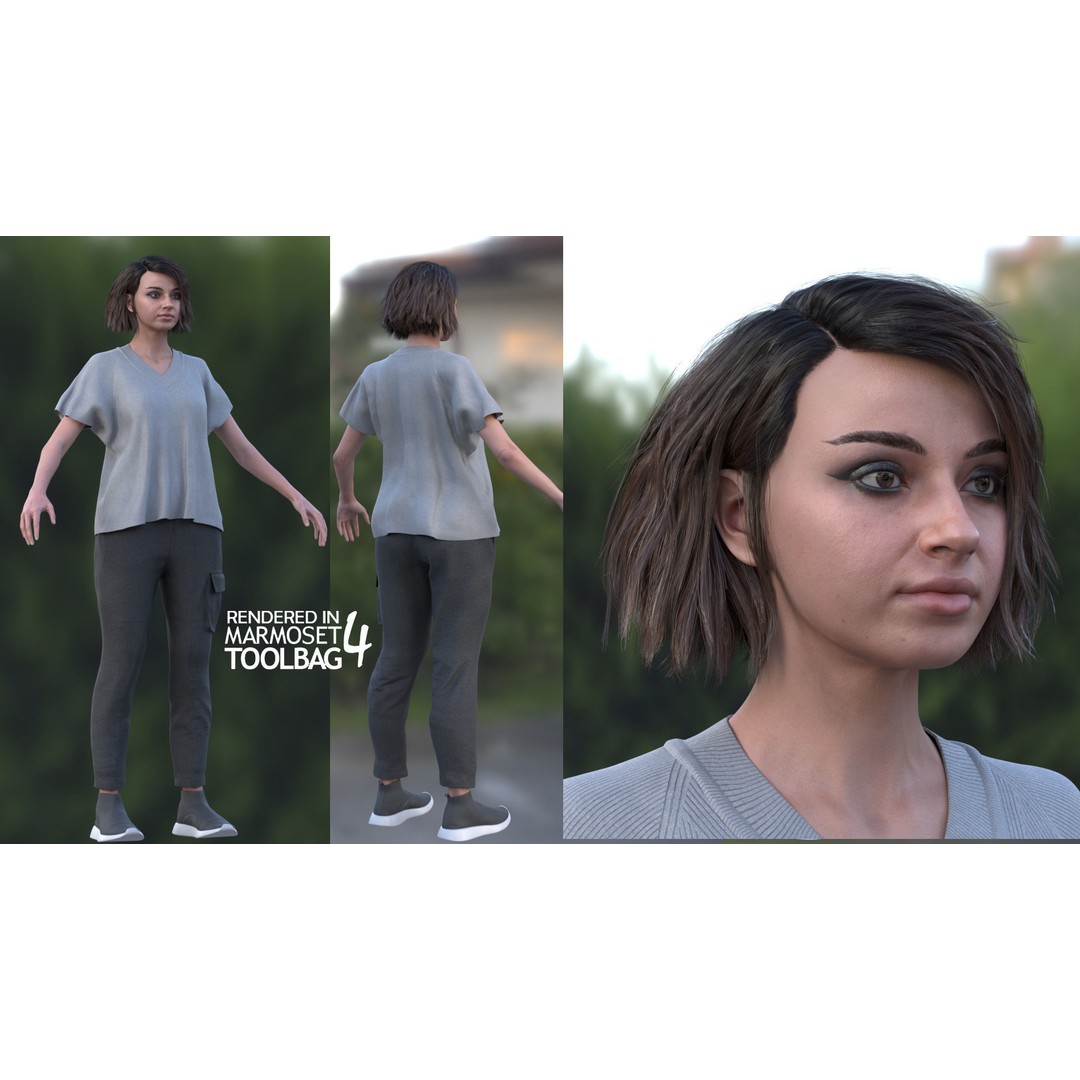 Woman Casual Outfit 3D Model – Modular Rigged Low-Poly for Unreal Engine - View 4
