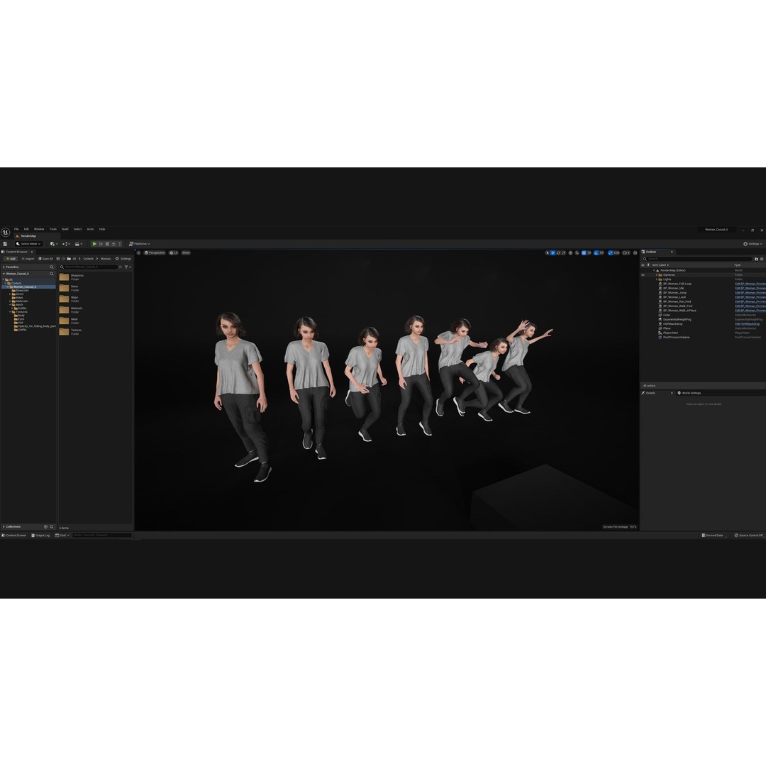 Woman Casual Outfit 3D Model – Modular Rigged Low-Poly for Unreal Engine - View 5
