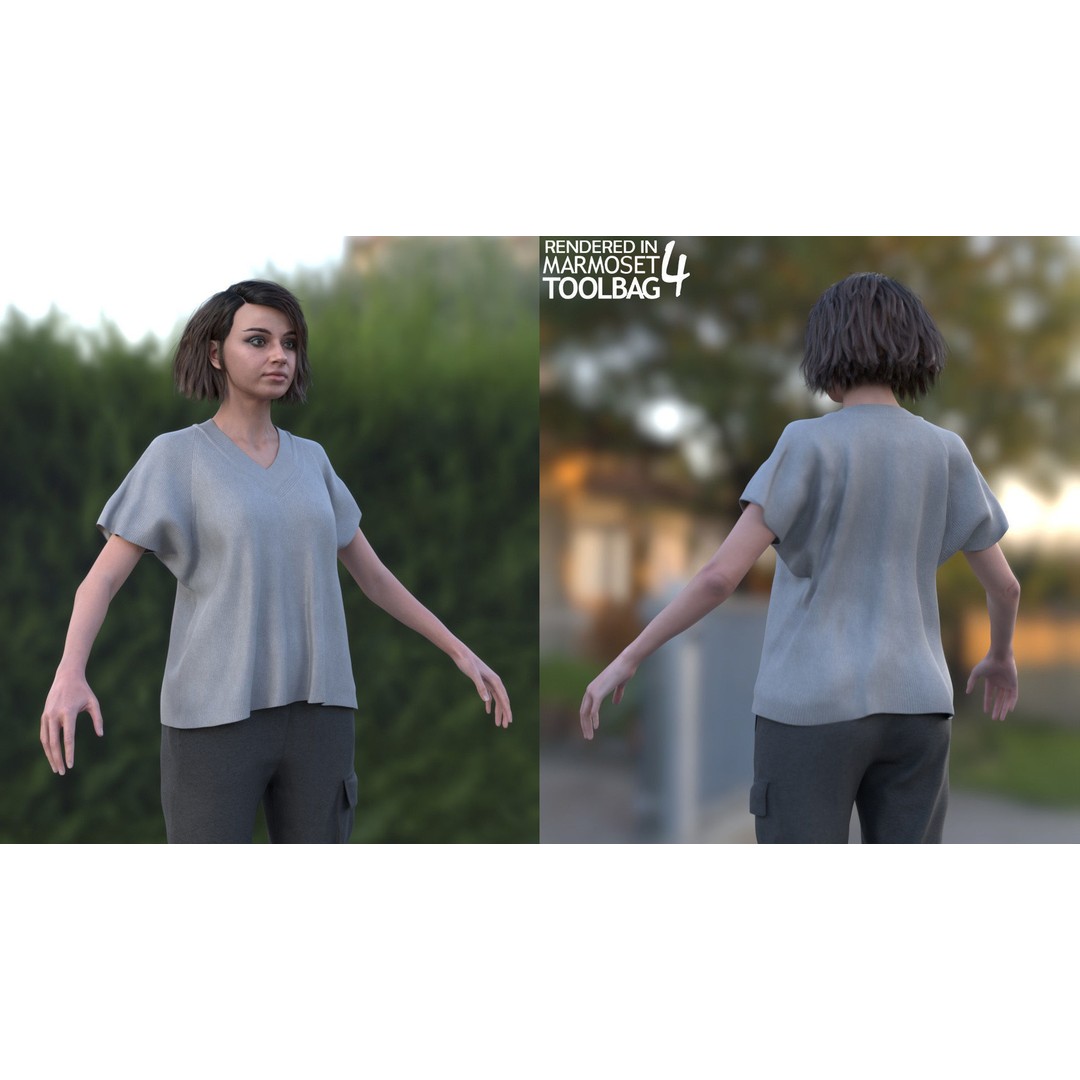 Woman Casual Outfit 3D Model – Modular Rigged Low-Poly for Unreal Engine - View 6