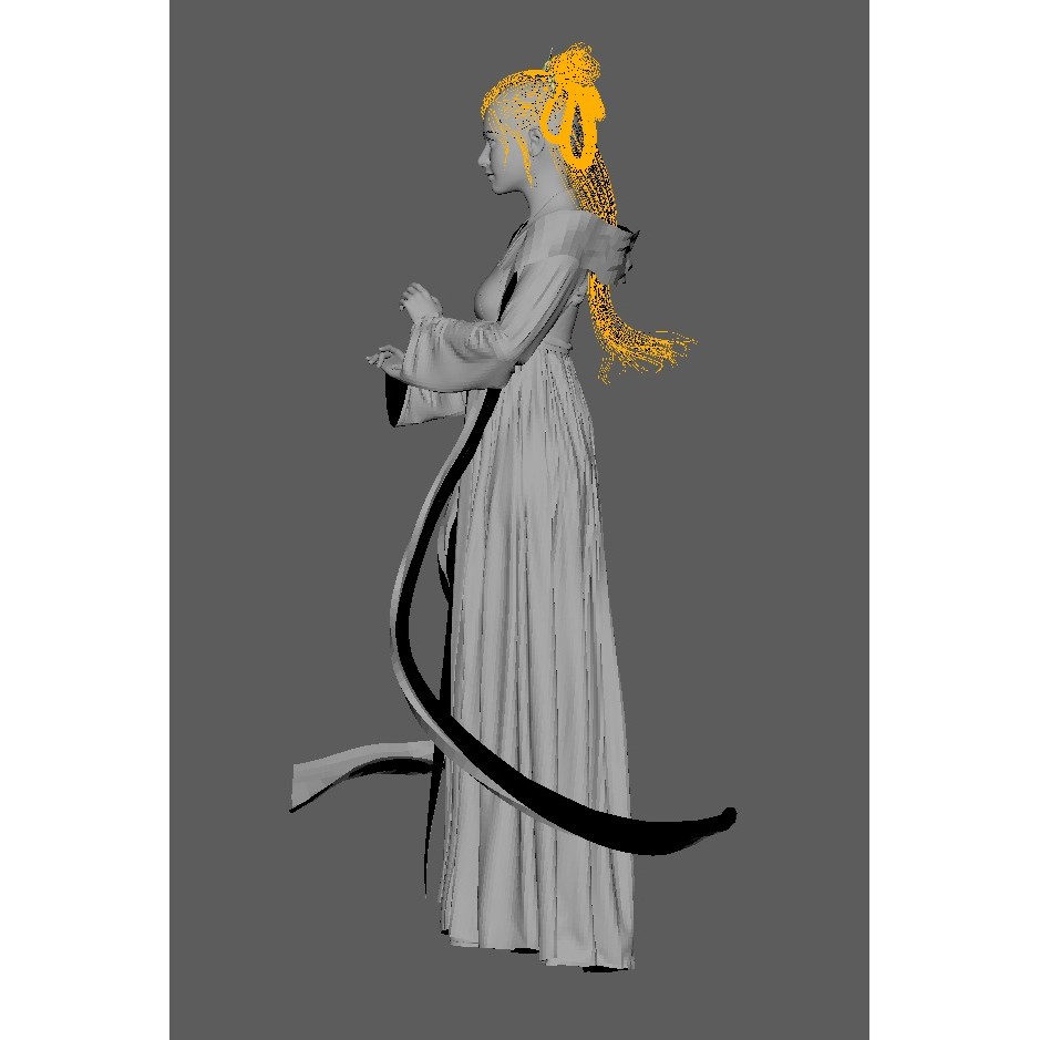Ancient Chinese Hanfu Girl 3D Model – Rigged Character Asset, FBX - View 4