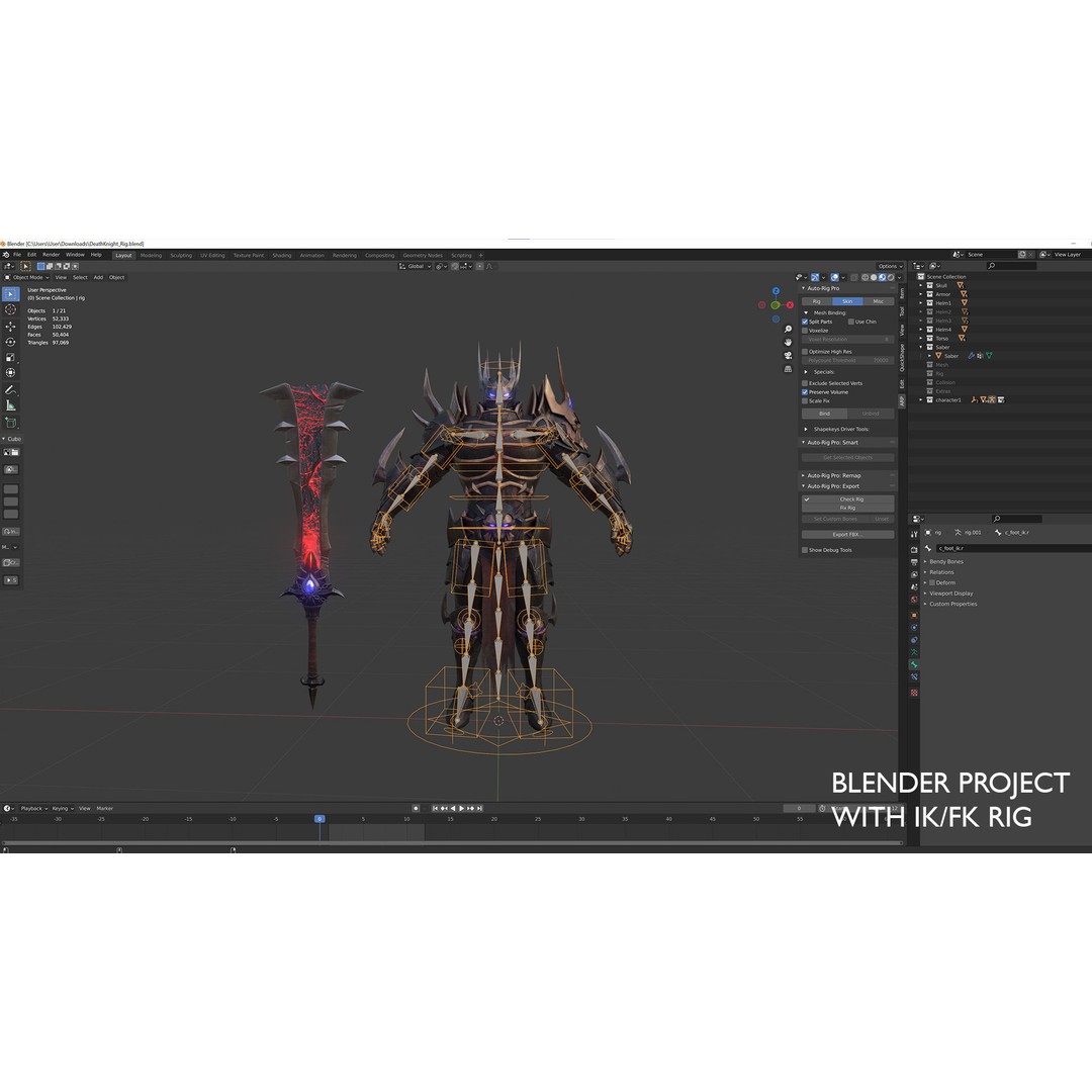 Death Knight 3D Model – Low Poly Medieval Boss Character, FBX