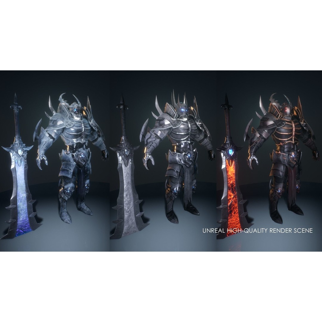 Death Knight 3D Model – Low Poly Medieval Boss Character, FBX - View 10