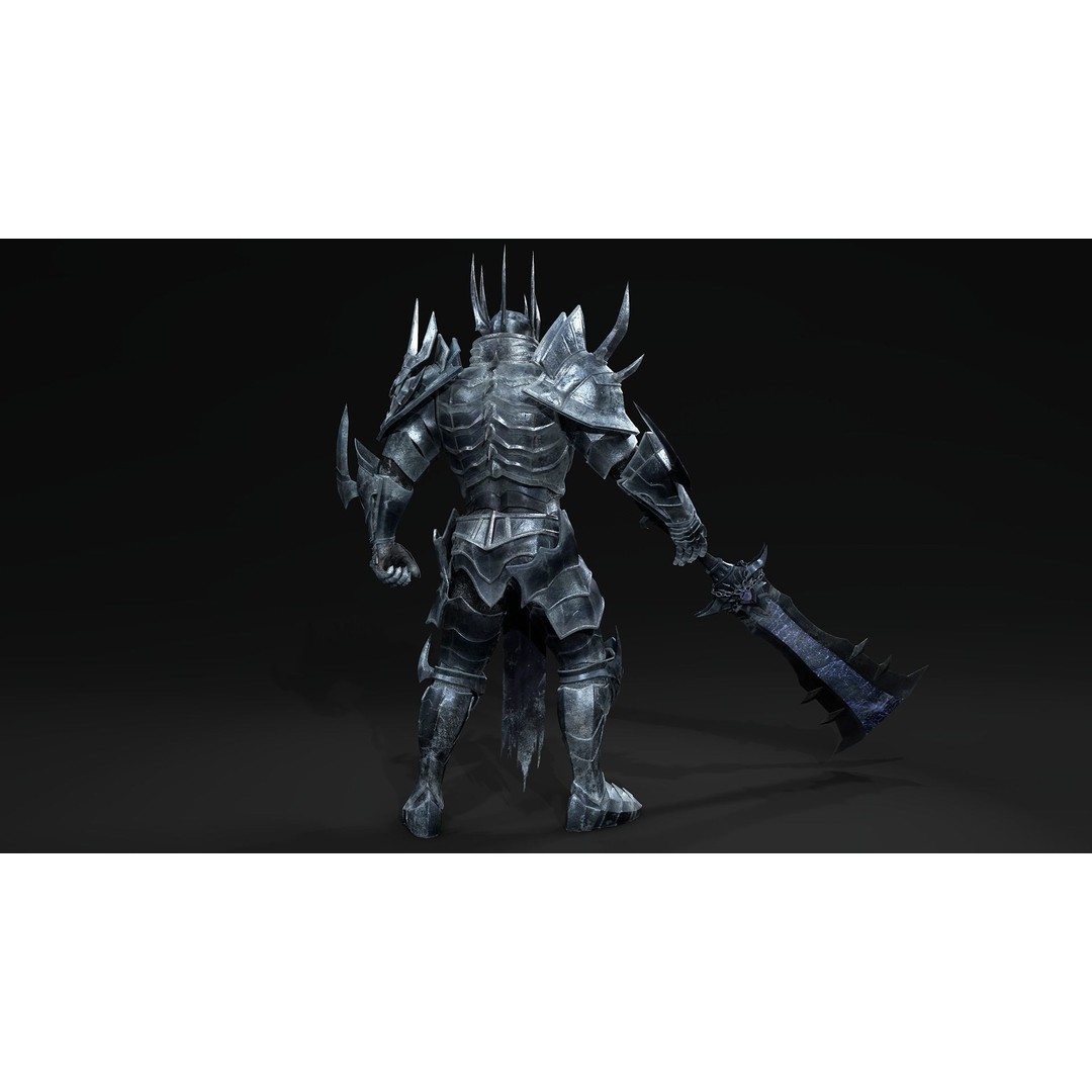 Death Knight 3D Model – Low Poly Medieval Boss Character, FBX - View 6