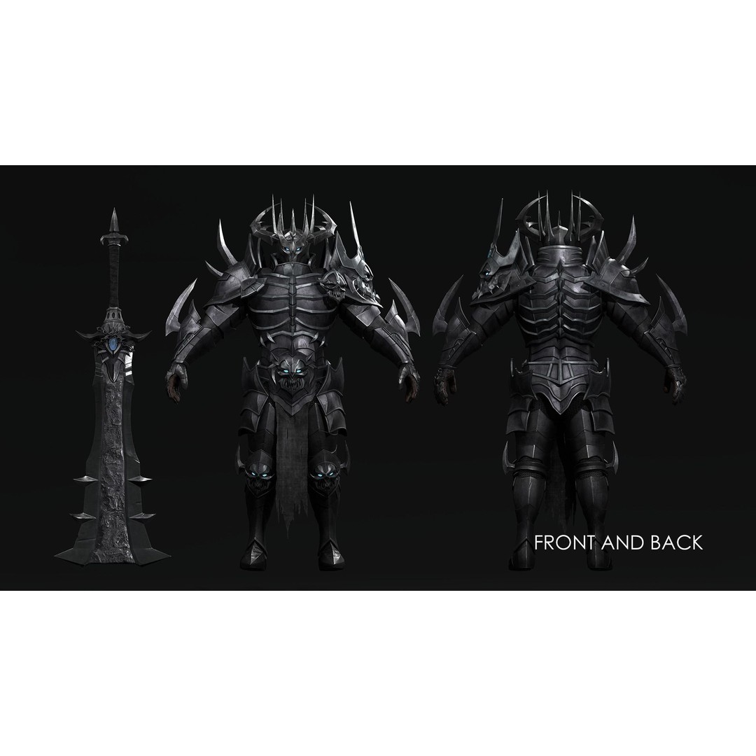 Death Knight 3D Model – Low Poly Medieval Boss Character, FBX - View 7