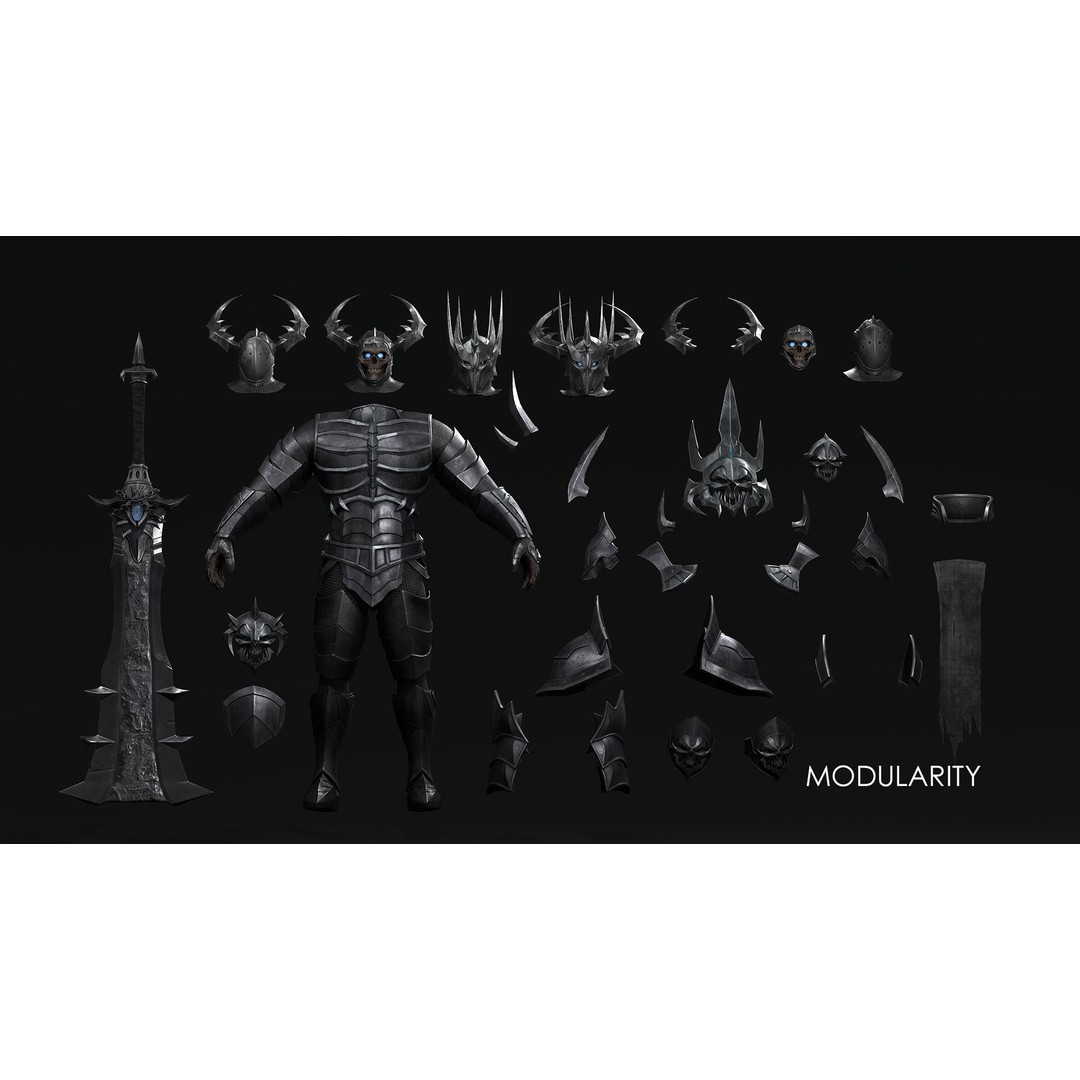 Death Knight 3D Model – Low Poly Medieval Boss Character, FBX - View 9