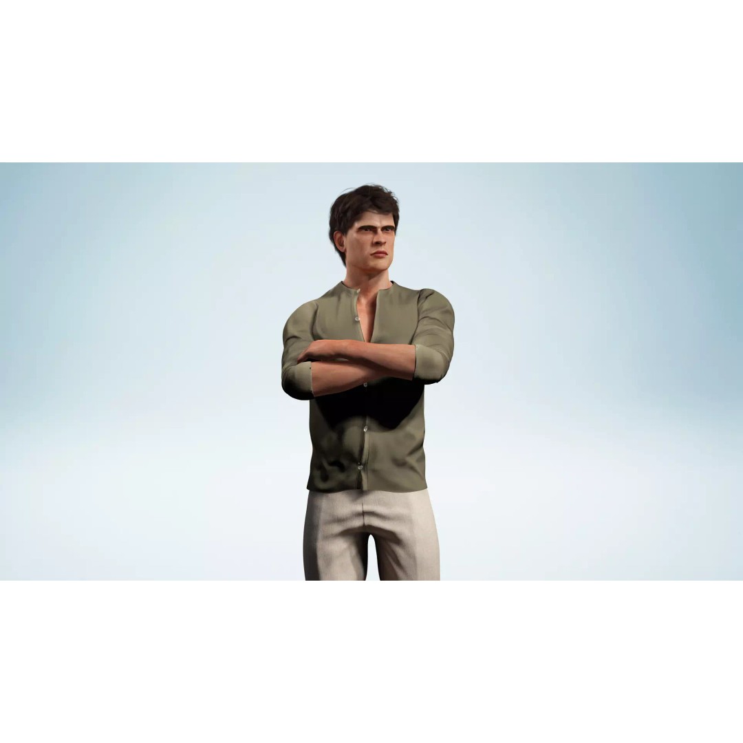 Realistic Male 3D Model – Low Poly Rigged Character for Games, FBX - View 10