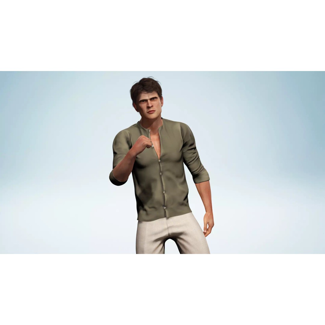 Realistic Male 3D Model – Low Poly Rigged Character for Games, FBX - View 11