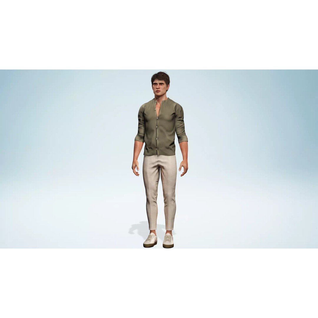 Realistic Male 3D Model – Low Poly Rigged Character for Games, FBX - View 3
