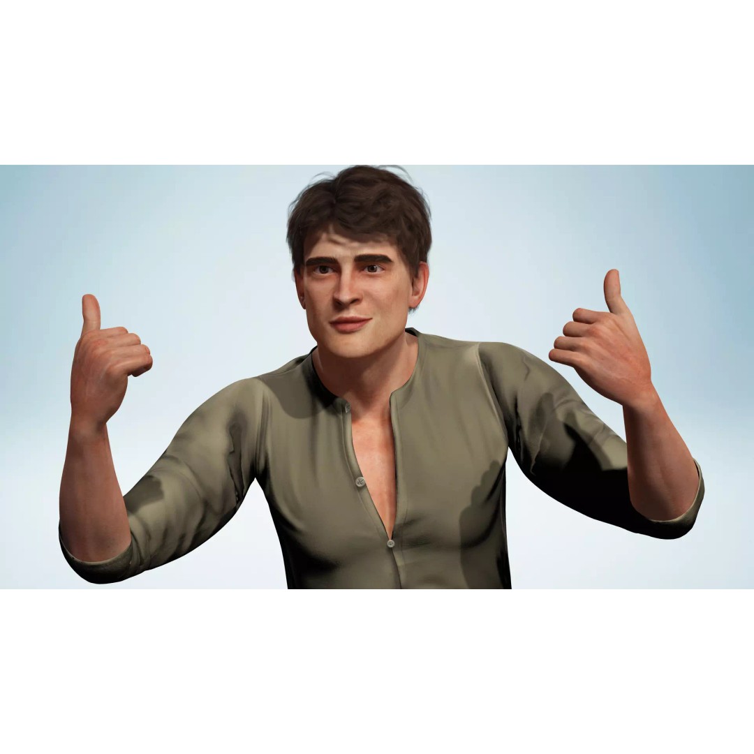 Realistic Male 3D Model – Low Poly Rigged Character for Games, FBX - View 4