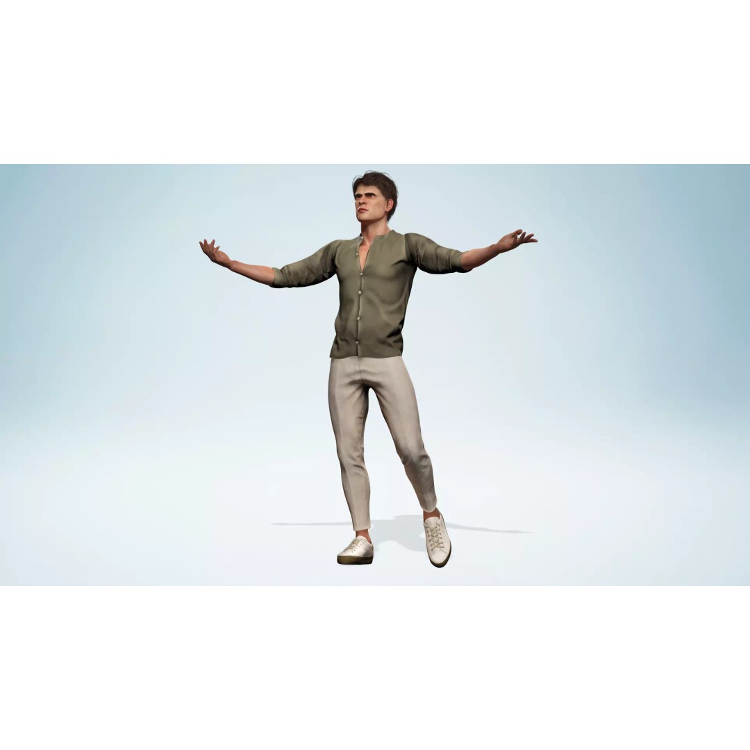 Realistic Male 3D Model – Low Poly Rigged Character for Games, FBX - View 8