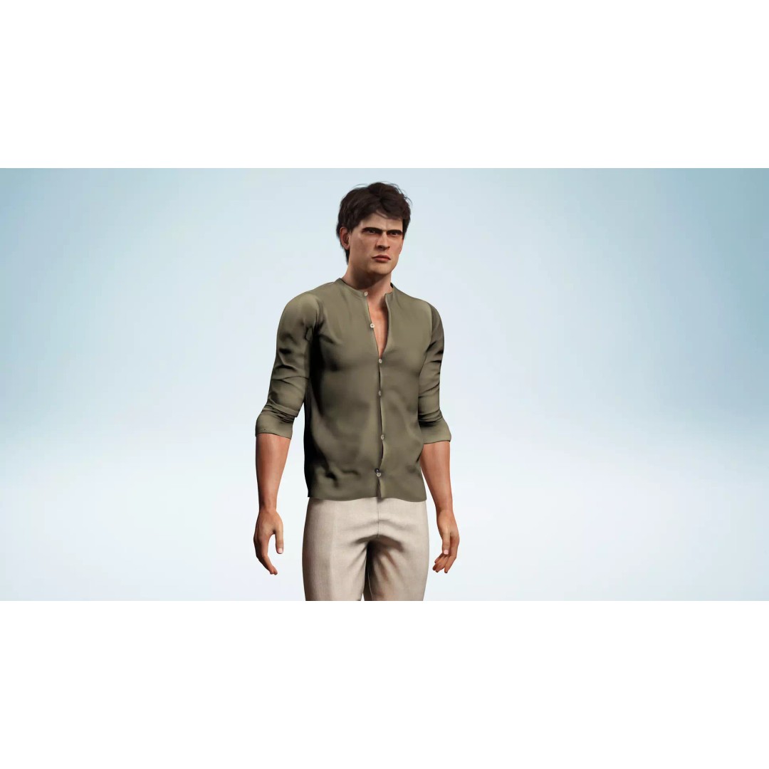 Realistic Male 3D Model – Low Poly Rigged Character for Games, FBX - View 9