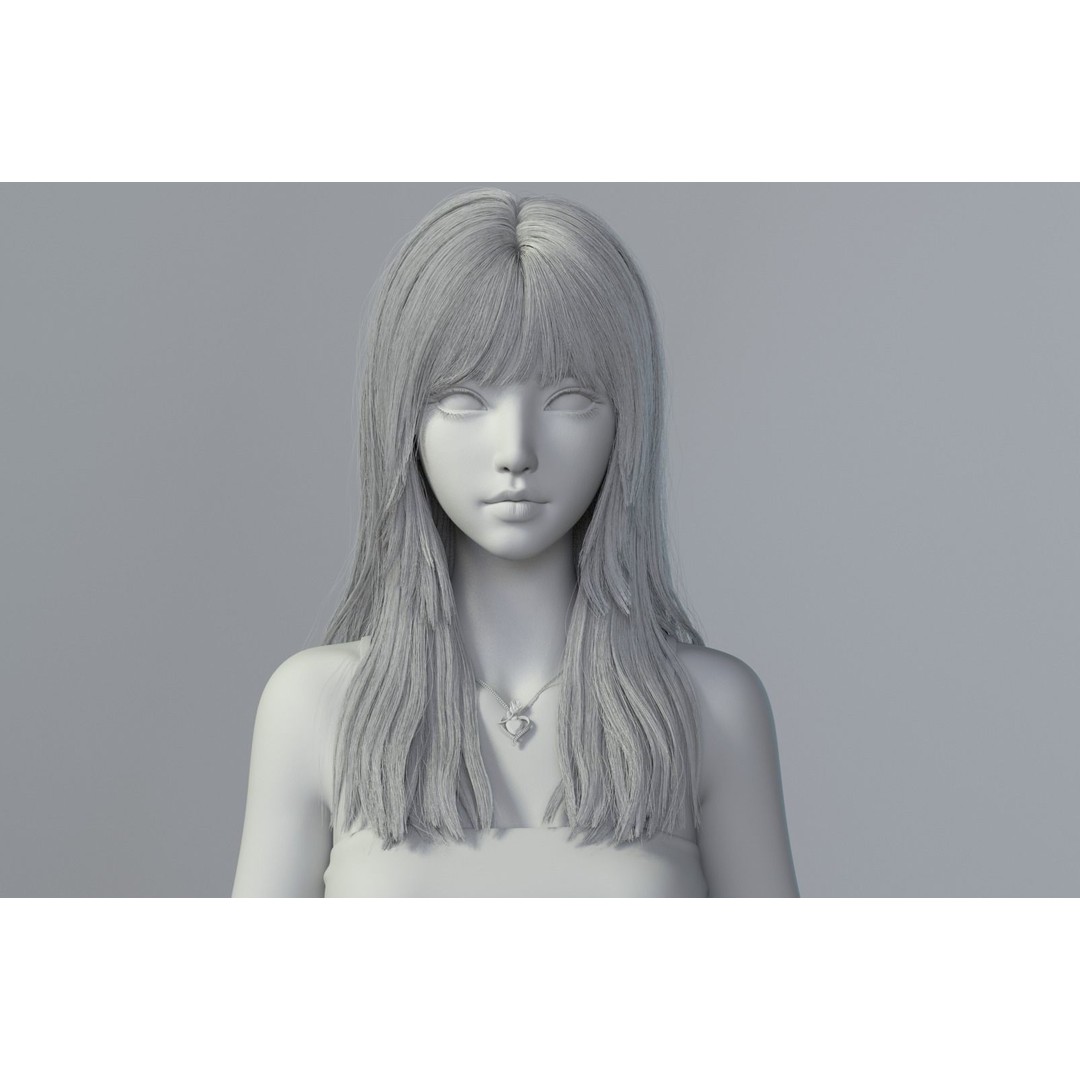 Beauty Portrait 3D Model – High Poly Character with Xgen Hair