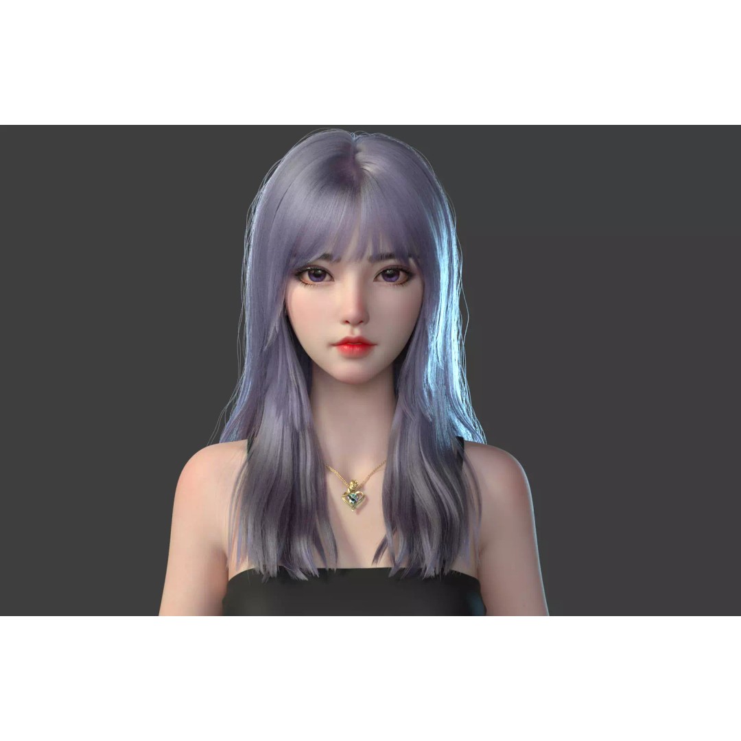 Beauty Portrait 3D Model – High Poly Character with Xgen Hair - View 2