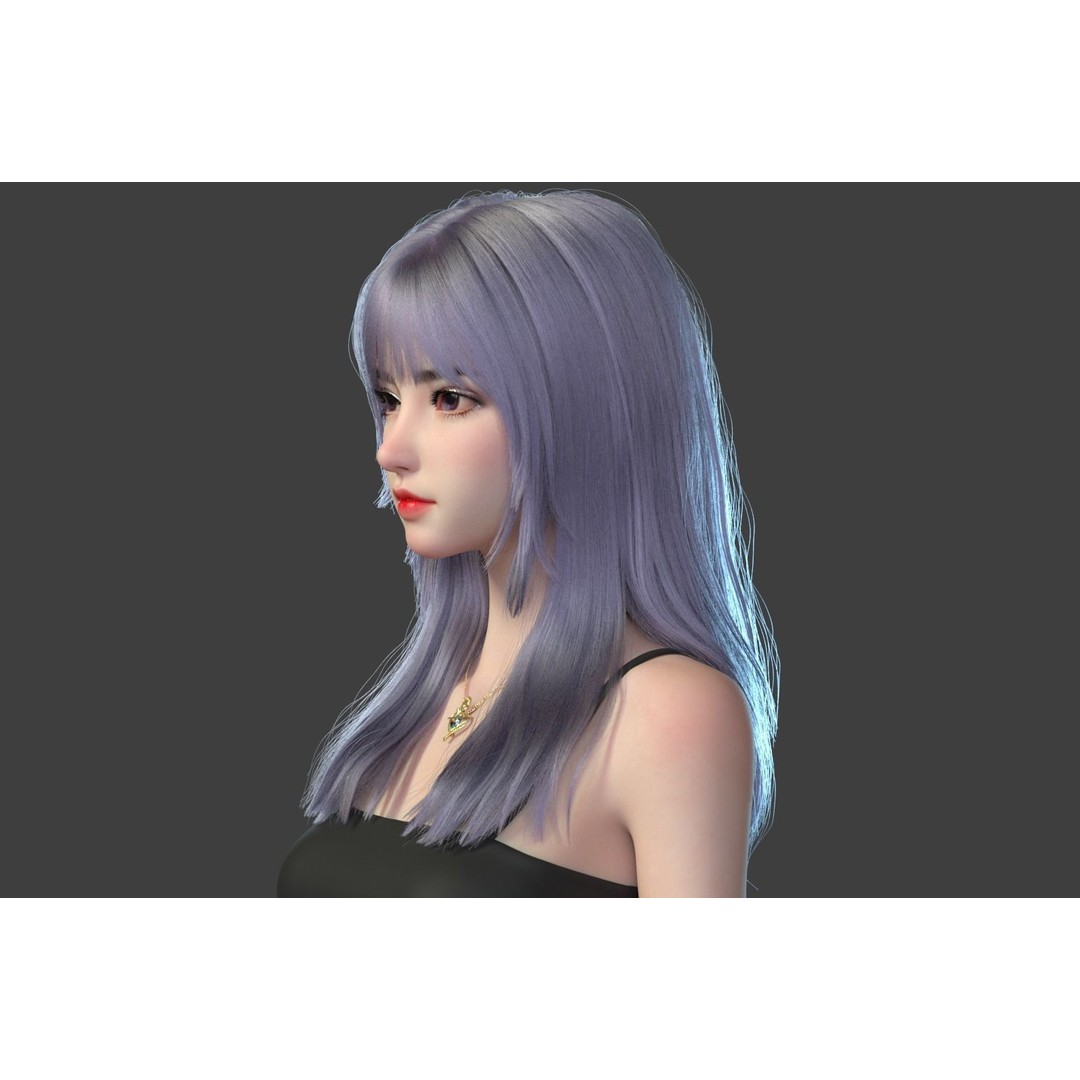 Beauty Portrait 3D Model – High Poly Character with Xgen Hair - View 4