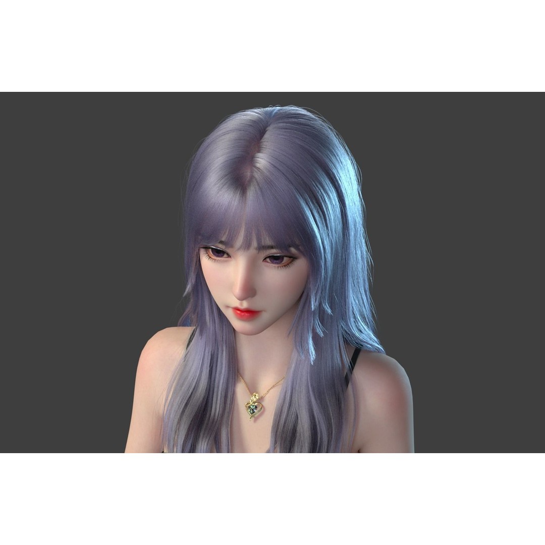 Beauty Portrait 3D Model – High Poly Character with Xgen Hair - View 5