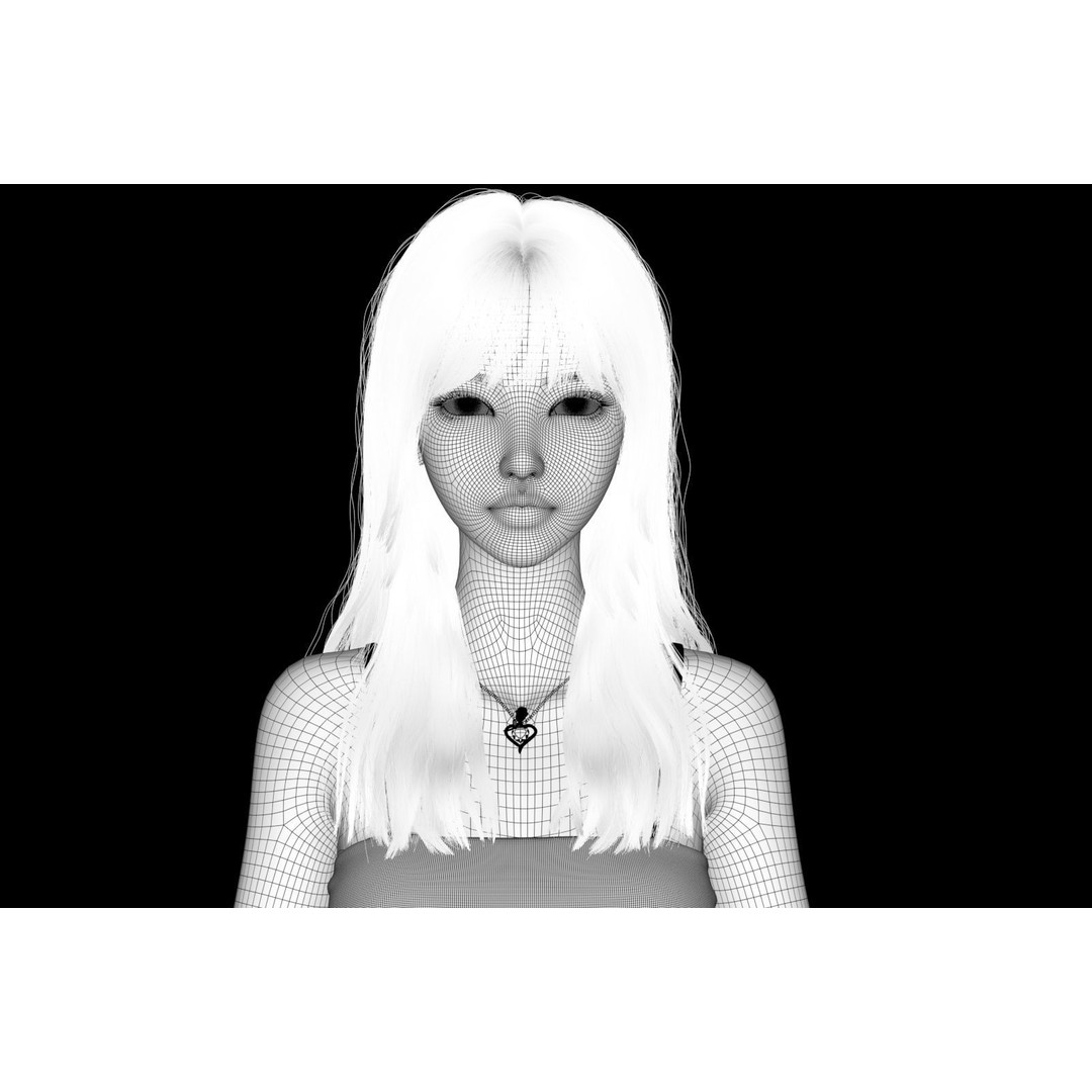 Beauty Portrait 3D Model – High Poly Character with Xgen Hair - View 8