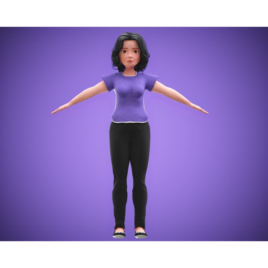 Cartoon Family 3D Model – Rigged Low-Poly Animation Pack, FBX & Blender - View 14
